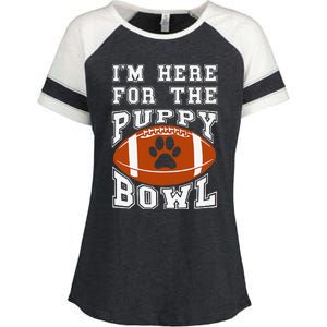 Im Here For The Puppy Bowl Sunday Funny Puppies Dog Fan Enza Ladies Jersey Colorblock Tee