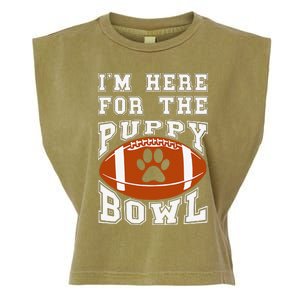 Im Here For The Puppy Bowl Sunday Funny Puppies Dog Fan Garment-Dyed Women's Muscle Tee