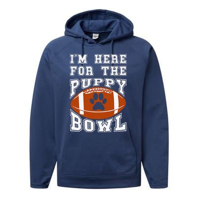 Im Here For The Puppy Bowl Sunday Funny Puppies Dog Fan Performance Fleece Hoodie