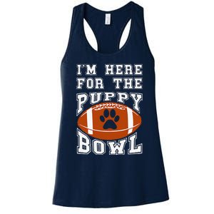 Im Here For The Puppy Bowl Sunday Funny Puppies Dog Fan Women's Racerback Tank