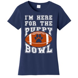 Im Here For The Puppy Bowl Sunday Funny Puppies Dog Fan Women's T-Shirt