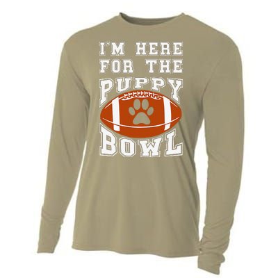 Im Here For The Puppy Bowl Sunday Funny Puppies Dog Fan Cooling Performance Long Sleeve Crew