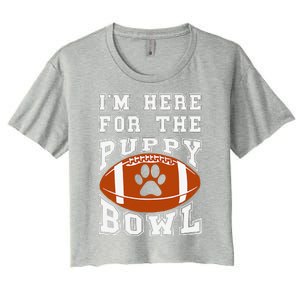 Im Here For The Puppy Bowl Sunday Funny Puppies Dog Fan Women's Crop Top Tee