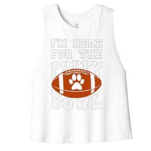 Im Here For The Puppy Bowl Sunday Funny Puppies Dog Fan Women's Racerback Cropped Tank