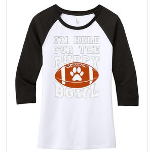 Im Here For The Puppy Bowl Sunday Funny Puppies Dog Fan Women's Tri-Blend 3/4-Sleeve Raglan Shirt