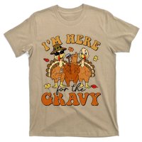 Im Here For The Gravy Turkey Autumn Fall Thanksgiving Retro T-Shirt