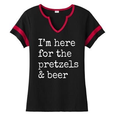 Im Here For The Pretzels And Beer Oktoberfest Ladies Halftime Notch Neck Tee