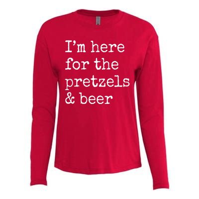 Im Here For The Pretzels And Beer Oktoberfest Womens Cotton Relaxed Long Sleeve T-Shirt