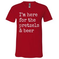 Im Here For The Pretzels And Beer Oktoberfest V-Neck T-Shirt