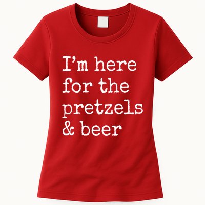 Im Here For The Pretzels And Beer Oktoberfest Womens T-Shirt