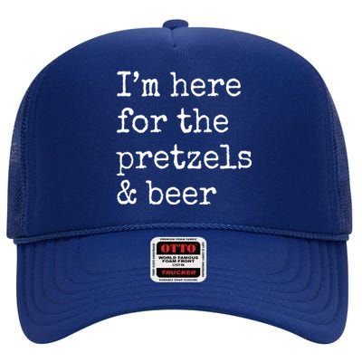 Im Here For The Pretzels And Beer Oktoberfest High Crown Mesh Back Trucker Hat