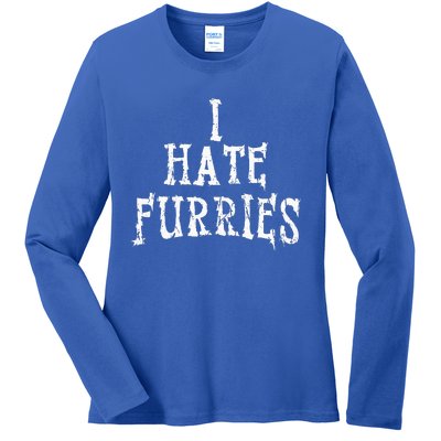 I Hate Furries Furry Fandom Ladies Long Sleeve Shirt