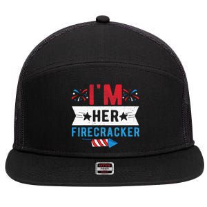 I'm Her Firecracker Cute 4th Of July Matching Couple For Her 7 Panel Mesh Trucker Snapback Hat