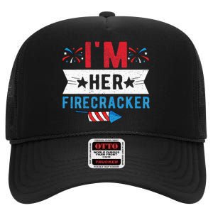 I'm Her Firecracker Cute 4th Of July Matching Couple For Her High Crown Mesh Back Trucker Hat