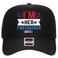 I'm Her Firecracker Cute 4th Of July Matching Couple For Her High Crown Mesh Back Trucker Hat