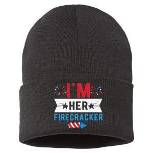 I'm Her Firecracker Cute 4th Of July Matching Couple For Her Sustainable Knit Beanie