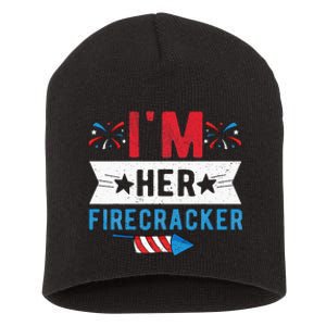 I'm Her Firecracker Cute 4th Of July Matching Couple For Her Short Acrylic Beanie