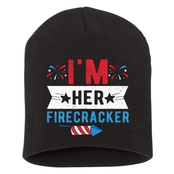 I'm Her Firecracker Cute 4th Of July Matching Couple For Her Short Acrylic Beanie