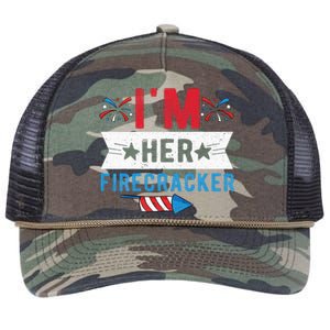 I'm Her Firecracker Cute 4th Of July Matching Couple For Her Retro Rope Trucker Hat Cap