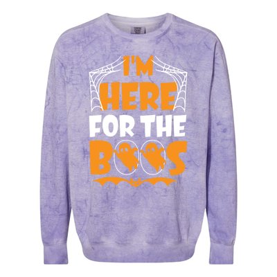 Im Here For Boos Halloween Funny Ghost Ing Product Gift Colorblast Crewneck Sweatshirt