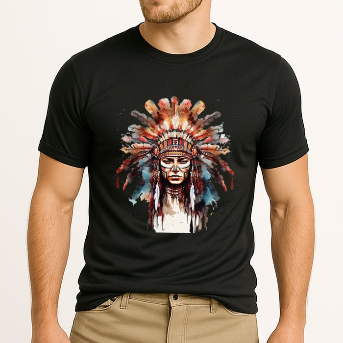 Indian Headpiece feathers Native American  Cooling Performance Crew T-Shirt