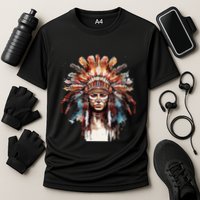 Indian Headpiece feathers Native American  Cooling Performance Crew T-Shirt