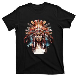 Indian Headpiece feathers Native American  T-Shirt