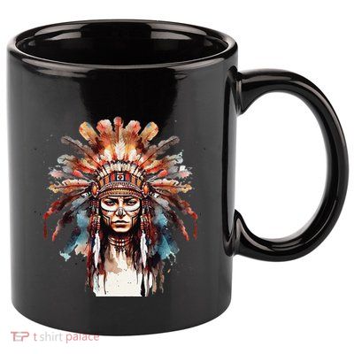 Indian Headpiece feathers Native American  11oz C Handle Ceramic Mug