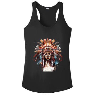 Indian Headpiece feathers Native American  Ladies PosiCharge Competitor Racerback Tank