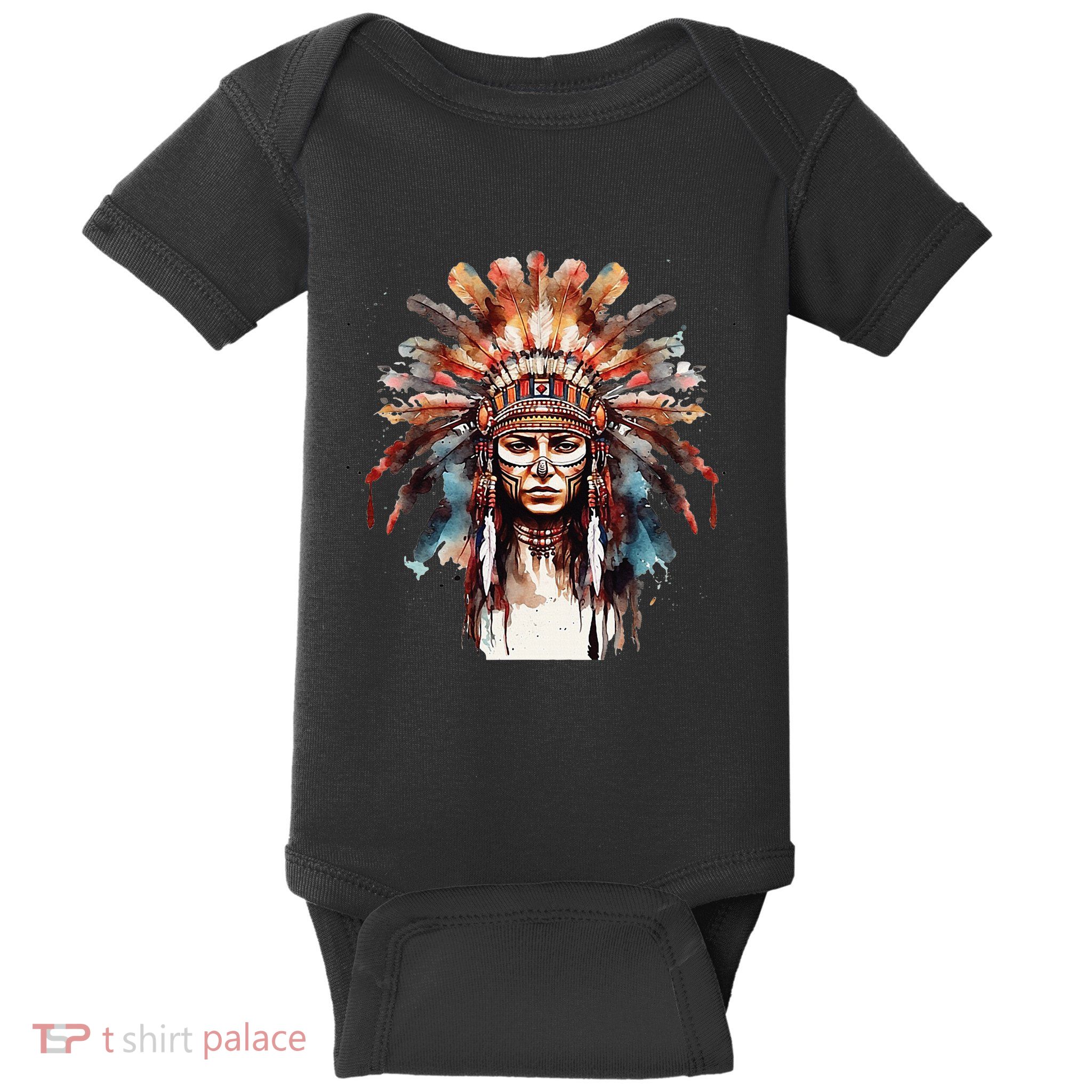 Indian Headpiece feathers Native American  Baby Bodysuit