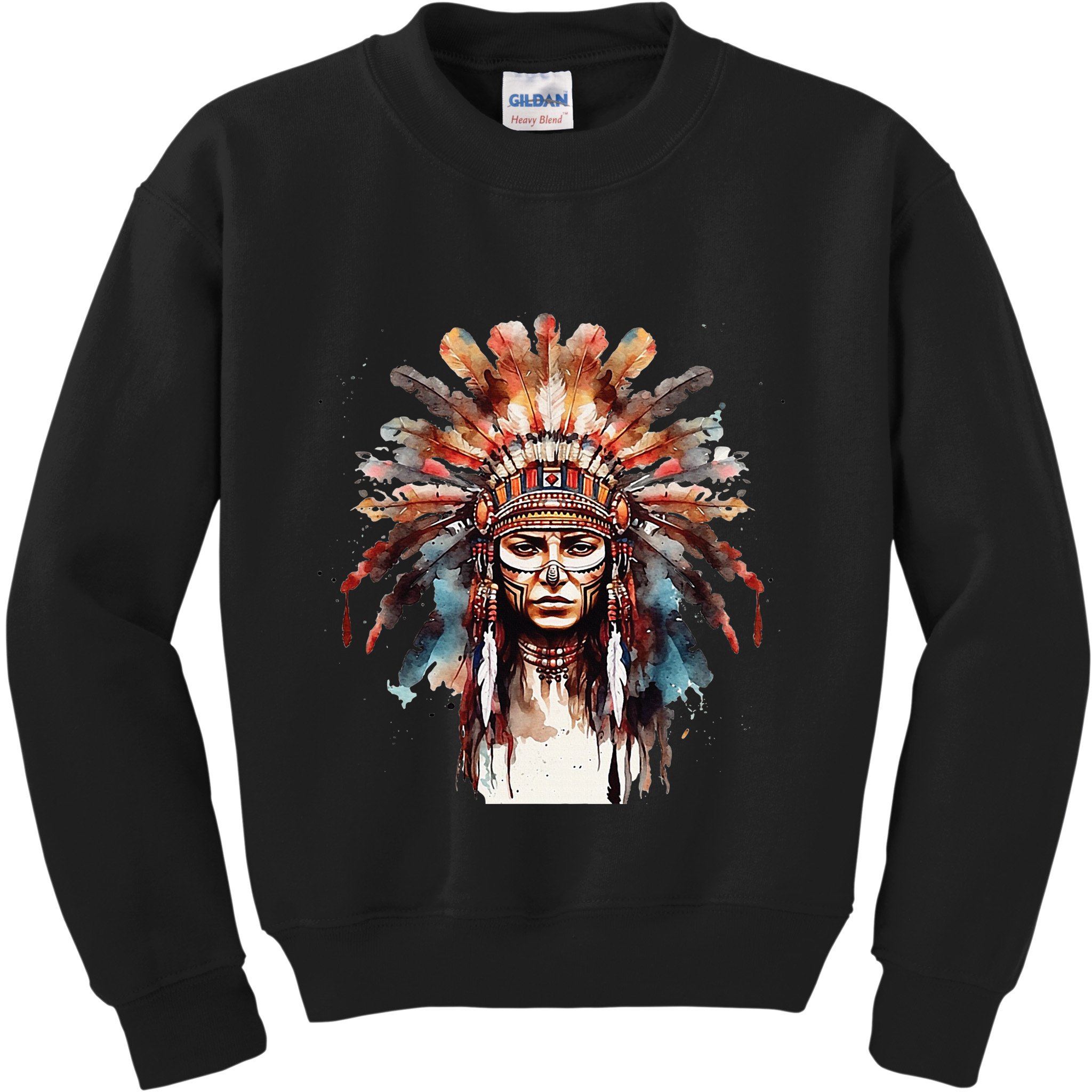 Indian Headpiece feathers Native American  Kids Sweatshirt
