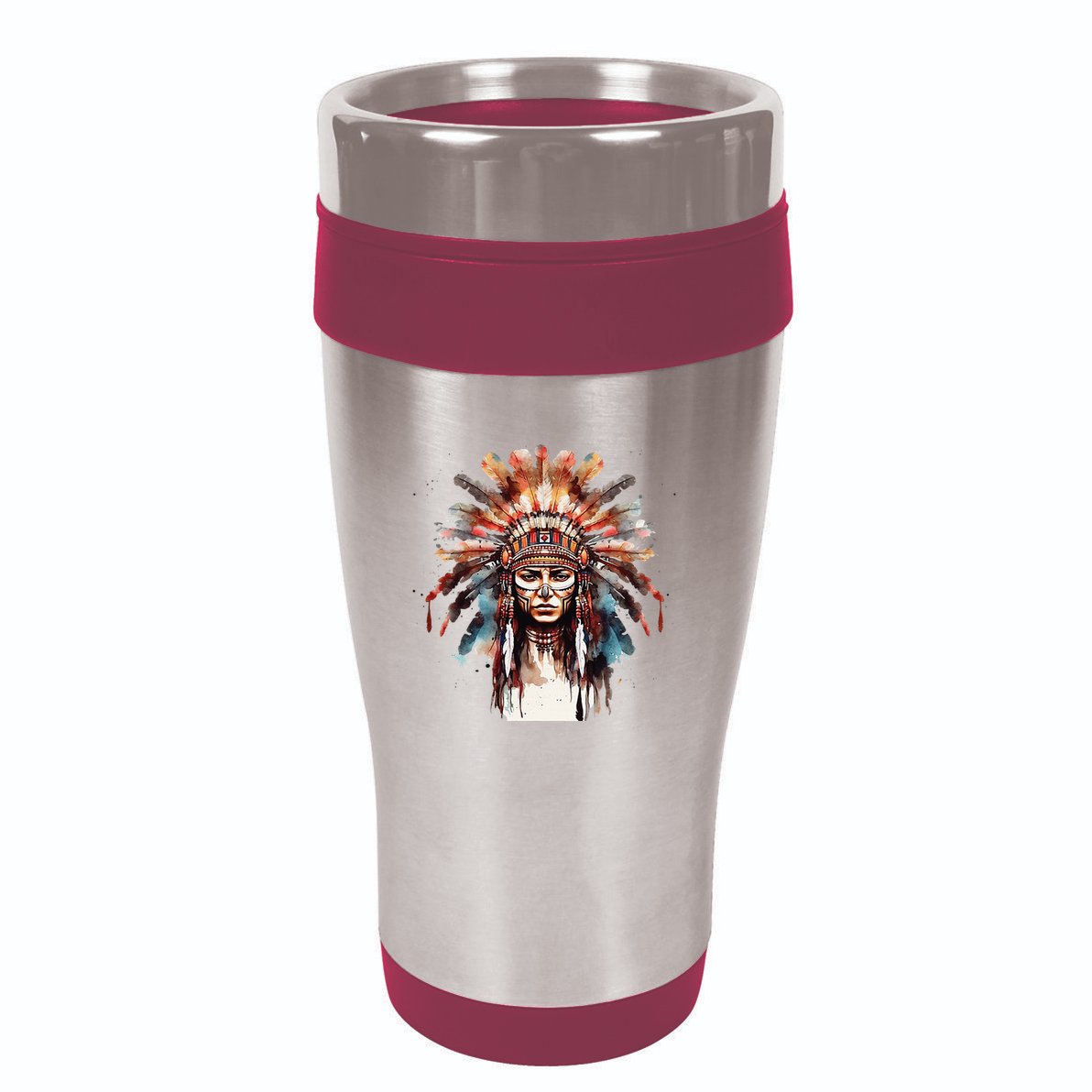 Indian Headpiece feathers Native American  16oz Travel Tumbler