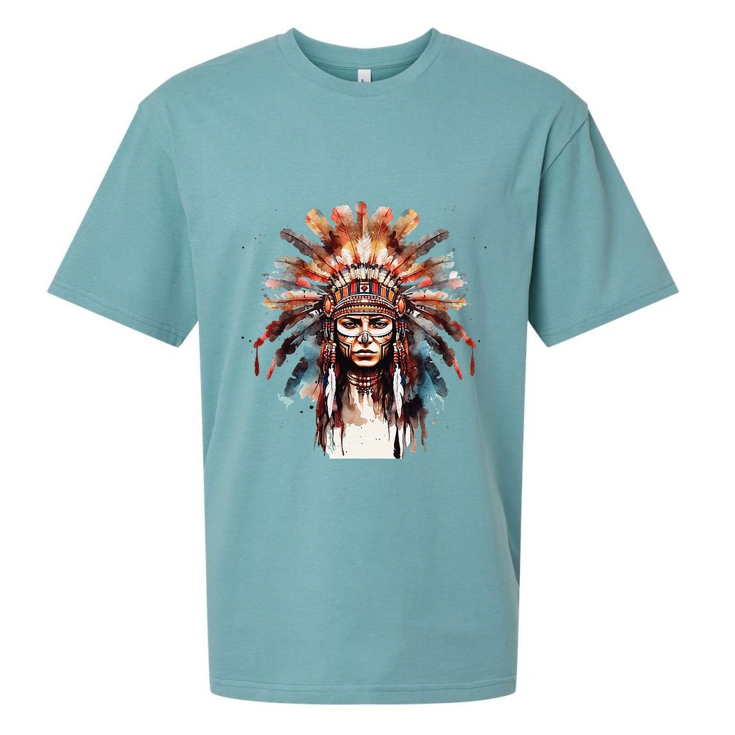 Indian Headpiece feathers Native American  Sueded Cloud Jersey T-Shirt