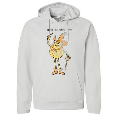 I Hanker For A Hunk O Cheese Authentic Distressed Performance Fleece Hoodie