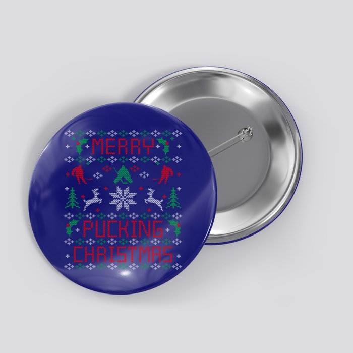 Ice Hockey Funny Ugly Christmas Party Meaningful Gift Cool Gift Button