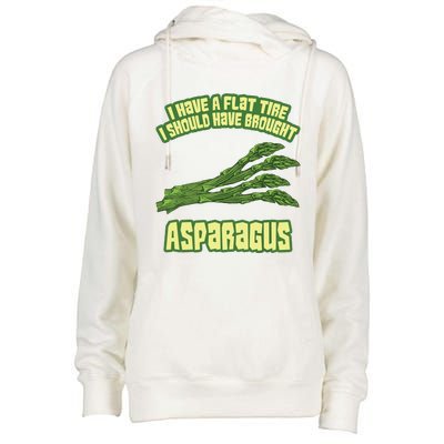 I Have Flat Tire I Should Have Brought Asparagus Vegan Funny Womens Funnel Neck Pullover Hood