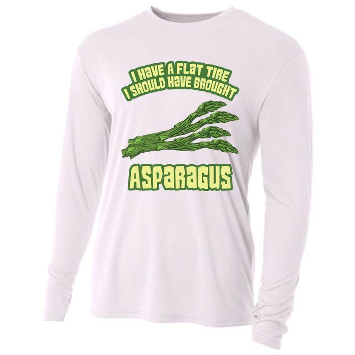 I Have Flat Tire I Should Have Brought Asparagus Vegan Funny Cooling Performance Long Sleeve Crew