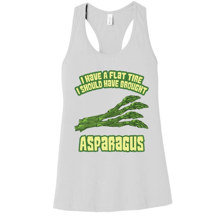 I Have Flat Tire I Should Have Brought Asparagus Vegan Funny Women's Racerback Tank