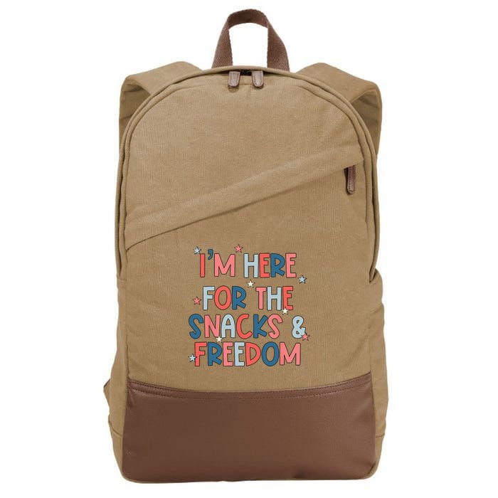 I'm Here For The Snacks And Freedom 4th of July Cotton Canvas Backpack