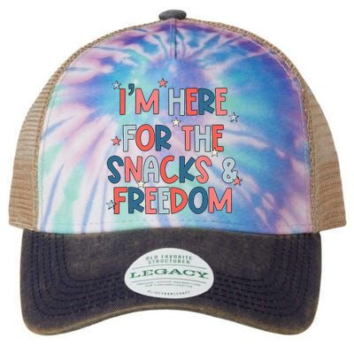 I'm Here For The Snacks And Freedom 4th of July Legacy Tie Dye Trucker Hat