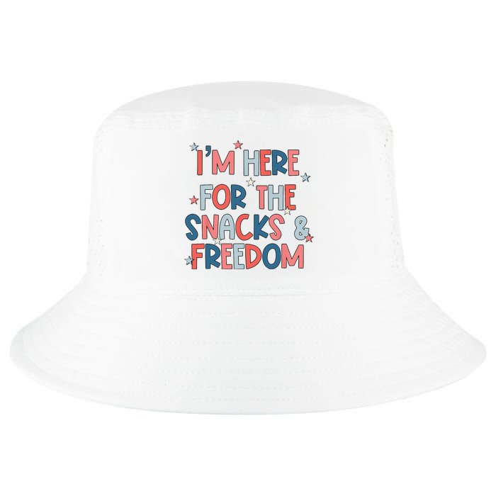 I'm Here For The Snacks And Freedom 4th of July Cool Comfort Performance Bucket Hat