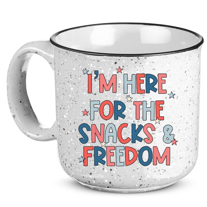 I'm Here For The Snacks And Freedom 4th of July 15oz Campfire Ceramic Mug