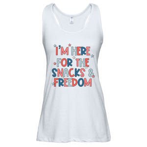 I'm Here For The Snacks And Freedom 4th of July Ladies Essential Flowy Tank