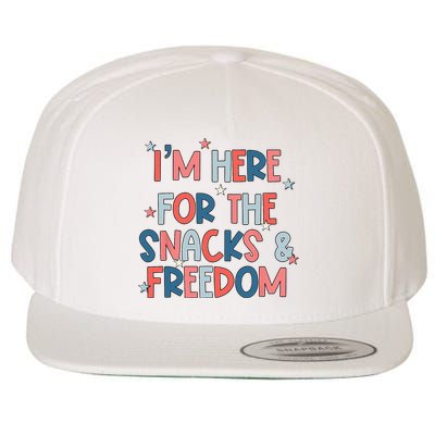 I'm Here For The Snacks And Freedom 4th of July Wool Snapback Cap