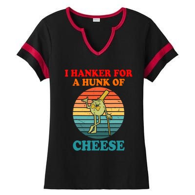 I Hanker For A Hunk Of Cheese Retro Apparel Ladies Halftime Notch Neck Tee