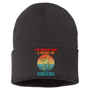 I Hanker For A Hunk Of Cheese Retro Apparel Sustainable Knit Beanie