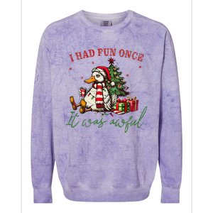 I Had Fun Once It Was Awful Xmas Christmas Duck Colorblast Crewneck Sweatshirt