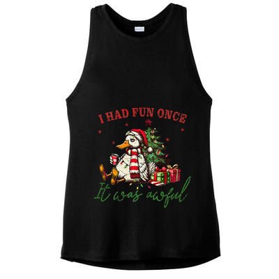 I Had Fun Once It Was Awful Xmas Christmas Duck Ladies PosiCharge Tri-Blend Wicking Tank