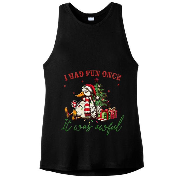 I Had Fun Once It Was Awful Xmas Christmas Duck Ladies PosiCharge Tri-Blend Wicking Tank