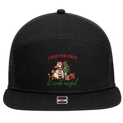 I Had Fun Once It Was Awful Xmas Christmas Duck 7 Panel Mesh Trucker Snapback Hat